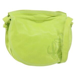 Authentic LOEWE Anagram Shoulder Bag Leather Green Gold